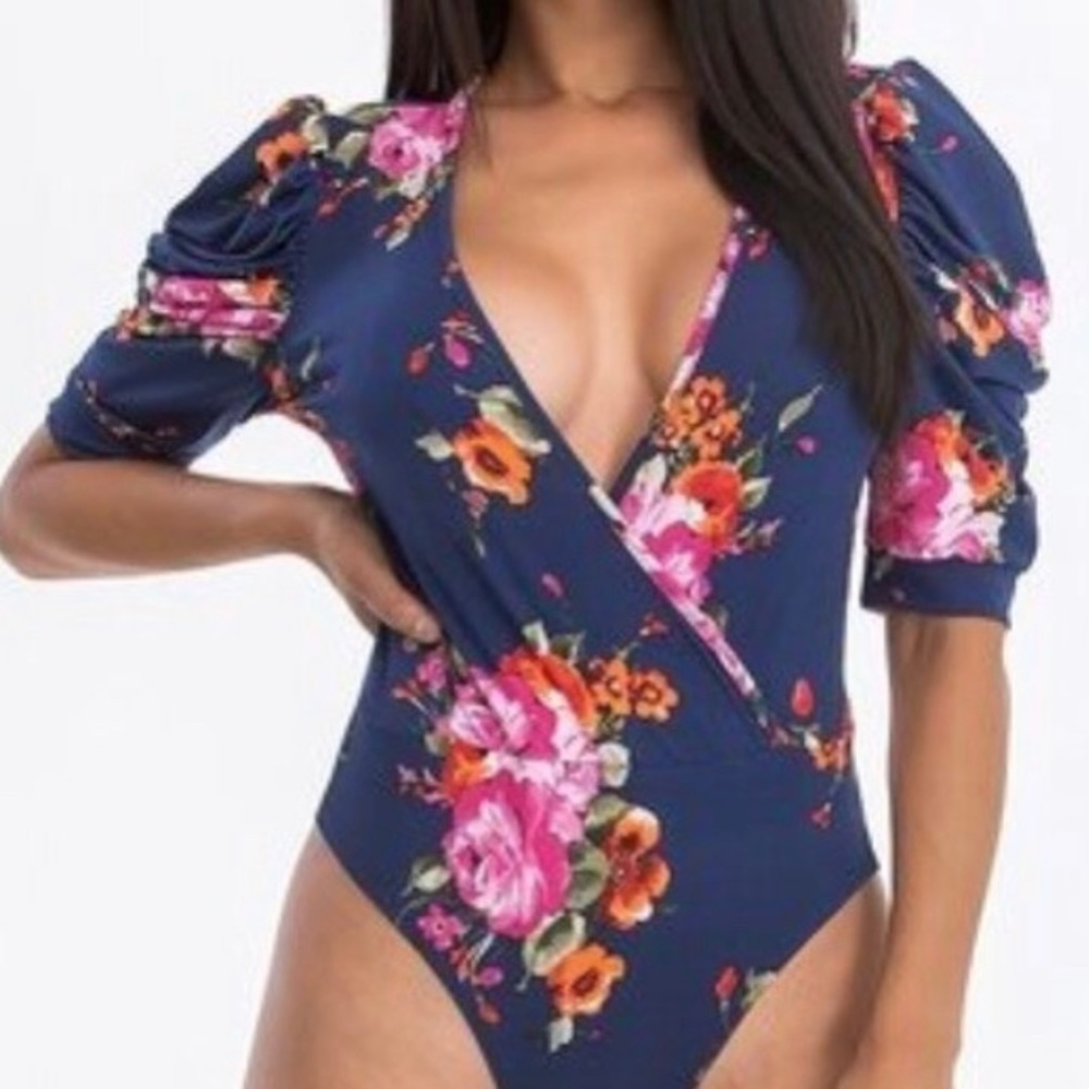 Navy Floral Body suit
